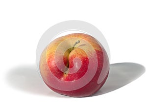 Yellow-red apple with a flaw