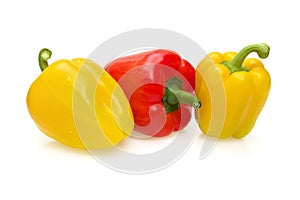 Yellow and red bell pepper isolated