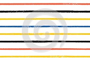 Yellow, red, black and blue stripes painted on white