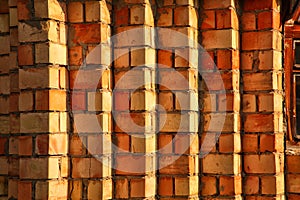 Yellow and Red Brick Wall Background