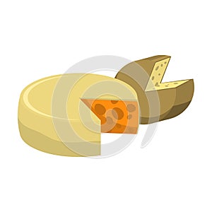 Yellow and red cheese heads with pieces missing vector illustration