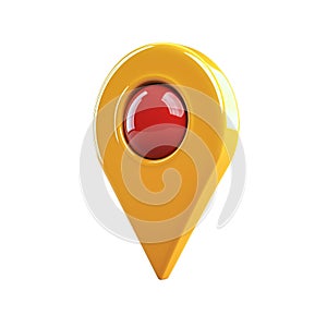 Yellow Red 3D Map Pointer Location Icon Design gps web app shiny shape