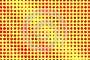 Yellow red dotted halftone. Regular contr dotted gradient. Half tone background.