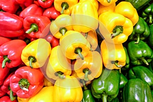 Yellow, red and green bell pepper