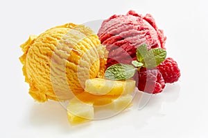 Yellow and red ice cream scoops