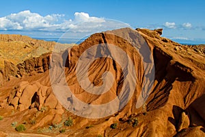 Yellow and red mountains and rock formation valley