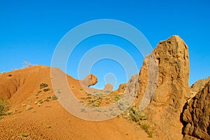 Yellow and red mountains and rock formation valley