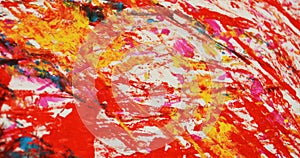 Yellow red orange painting blurred abstract vivid background, texture and strokes of brush