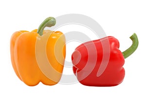 Yellow and red ripe peppers - isolated
