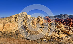 Yellow and red rocks in Valley of Fire, USA