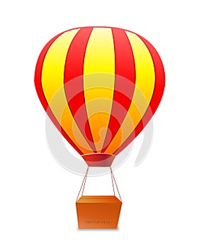 Yellow red striped aerostat with box photo