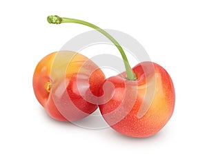 Yellow-red sweet cherry isolated on white background with clipping path and full depth of field