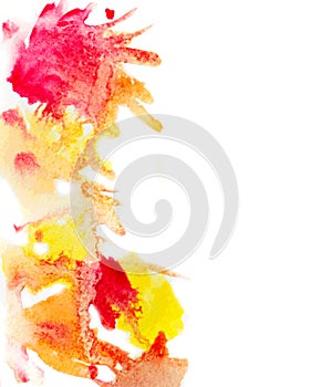 Yellow and red watercolor stains background