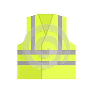 Yellow Reflective Safety Vest, Front View Vector Illustration