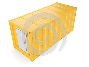 Yellow refrigerated container isolated on white. 3d rendering