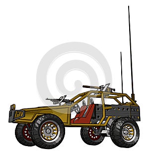 Yellow remote control car, illustration, vector