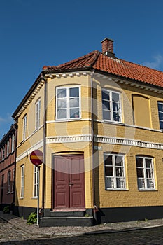 Yellow residentual corner house