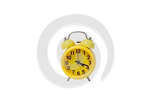 Yellow Retro Clock with isolated white background