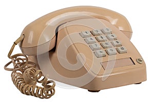 Yellow retro push-button phone