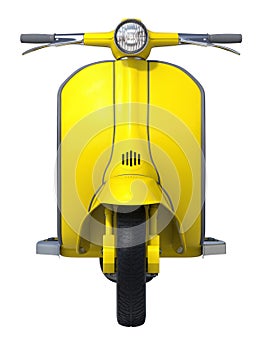 Yellow Retro Scooter on White Background