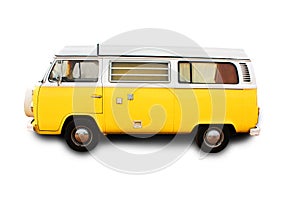 Yellow retro van - isolated