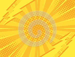 Yellow Retro vintage style background with sun rays and lightning. Vector illustration