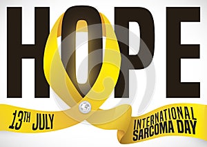 Yellow Ribbon as Symbol of Hope during International Sarcoma Day, Vector Illustration