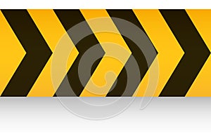 Yellow ribbon with black arrows. Danger warning tape