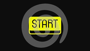 Yellow Ribbon in finishing line icon isolated on black background. Symbol of finish line. Sport symbol or business