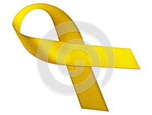 Yellow ribbon isolated on a white background