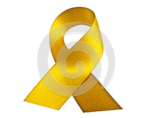 Yellow ribbon isolated on a white background