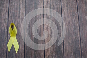 Yellow ribbon symbolic color for Sarcoma Bone cancer, Bladder cancer, Liver disease, Spina Bifida Awareness