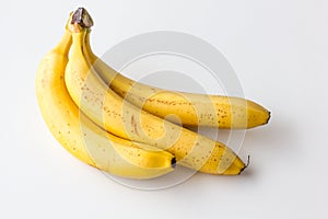 Yellow ripe banana on a white background.