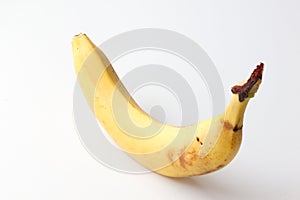 Yellow ripe banana on a white background.