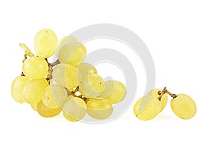 Yellow ripe grapes isolated on white background