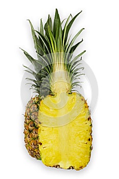 Yellow Ripe ripe pineapple on white background