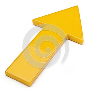 Yellow rising arrow isolated on white background