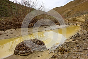 Yellow river in Gobustan photo