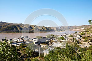 Yellow river through Qikou ancient town, China