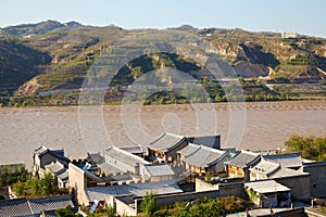 Yellow river through Qikou ancient town, China