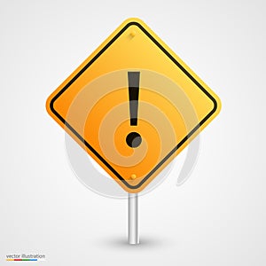 Yellow road exclamatory sign