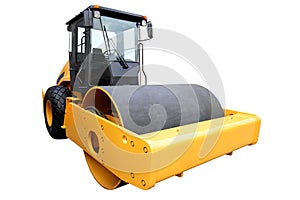 Yellow road-roller for the ground consolidation