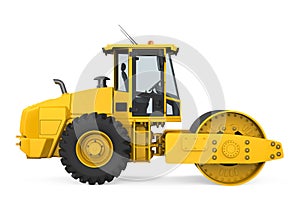 Yellow Road Roller Isolated