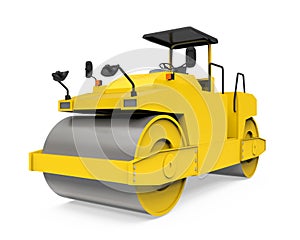 Yellow Road Roller Isolated