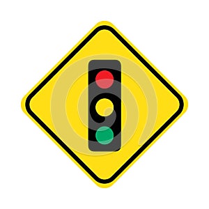 yellow road sign fork at the crossroads traffic light vector illustration