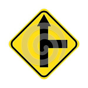 yellow road sign fork at the crossroads traffic light vector illustration