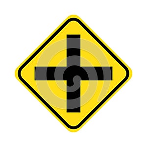 yellow road sign fork at the crossroads traffic light vector illustration