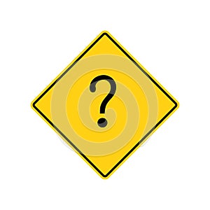 yellow road sign. question mark Symbols. vector icon. Rectangle curve symbols.