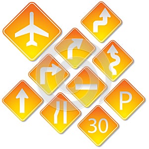 Yellow road signs
