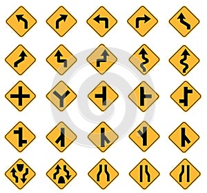 Yellow road signs